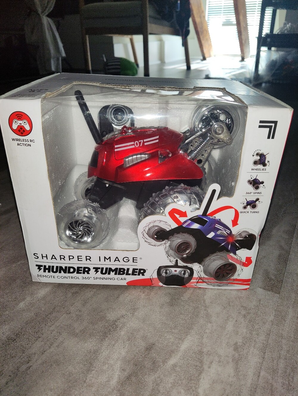 Sharper Image Thunder Tumbler RC Remote Control 360° Spinning Stunt Car Red